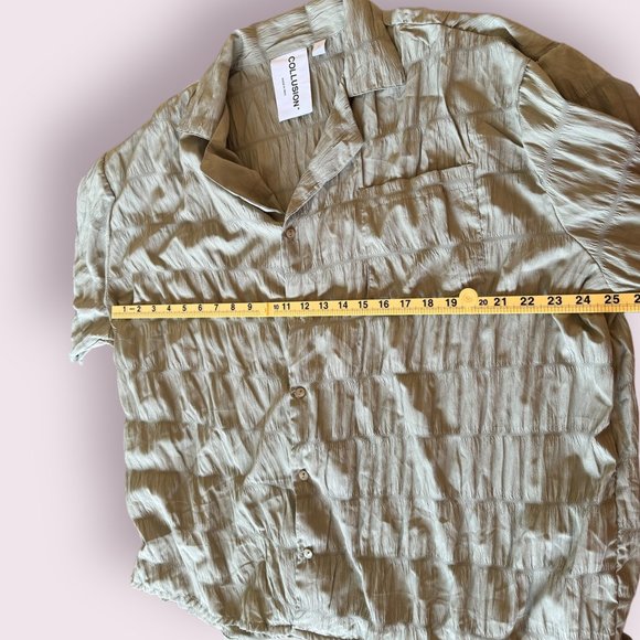 ASOS | Men’s | COLLUSION Textured Relaxed Short Sleeve Shirt in Khaki | Size: L - Picture 6 of 9